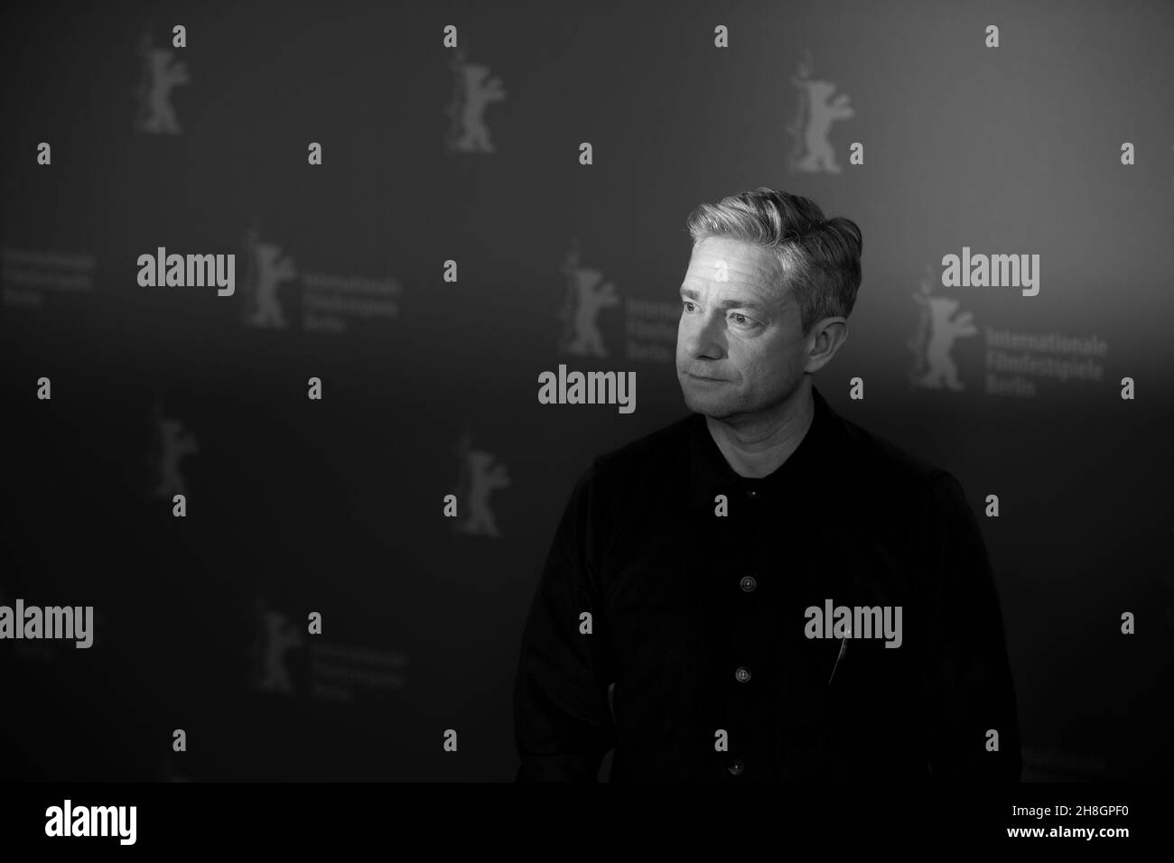 BERLIN, DEUTSCHLAND-Februar 10: Martin Freeman posiert bei der Fotoschau „The operative“ (die Agentin) während der Berlinale 69th Stockfoto