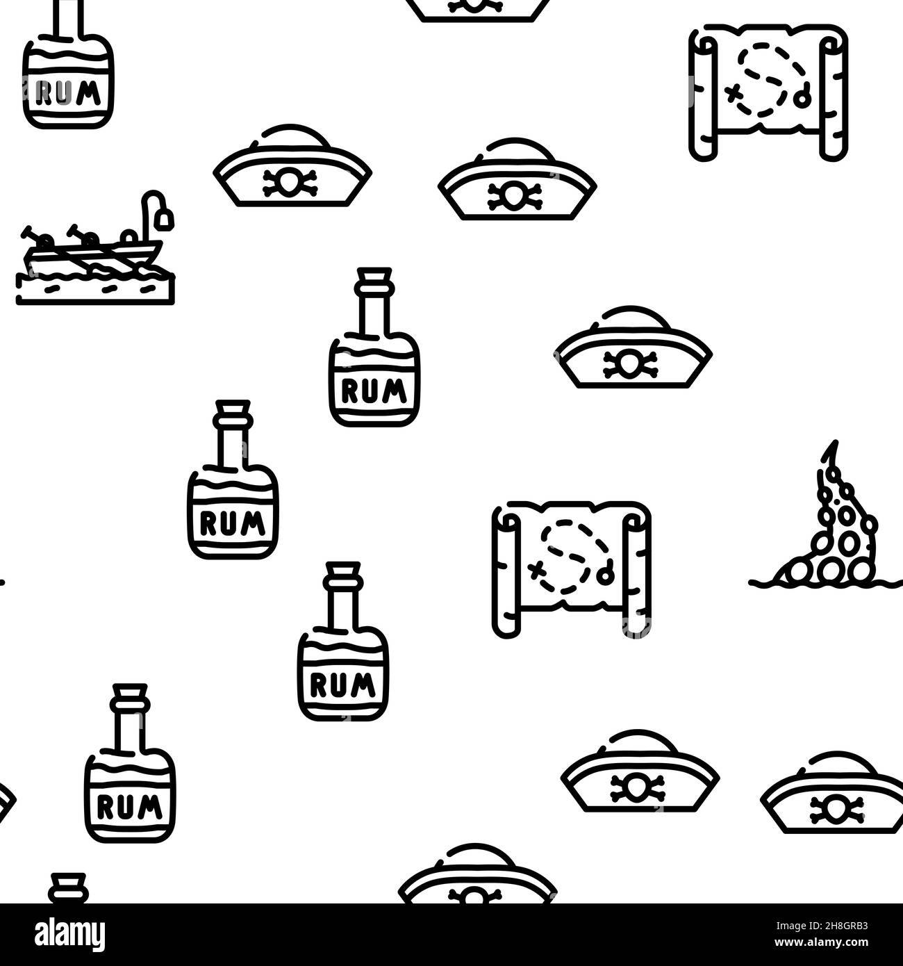 Piraten Meer Räuber Vektor Nahtloses Muster Stock Vektor