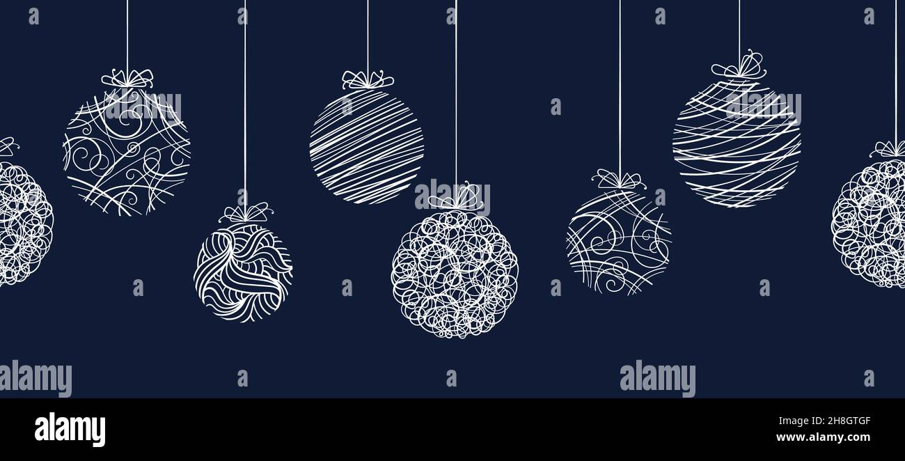 Elegante Weihnachtskugeln nahtlose Muster, hand gezogenen Kugeln - toll für Textilien, Tapeten, Einladungen, Banner - Vektor Oberflächengestaltung Stock Vektor