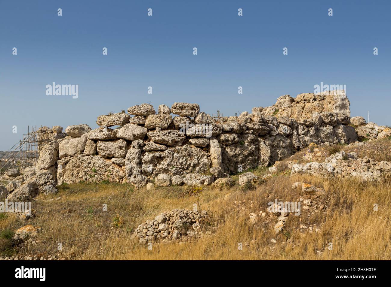 Äußere Wand, Ggantija Tempel, Xaghra, Gozo Stockfoto