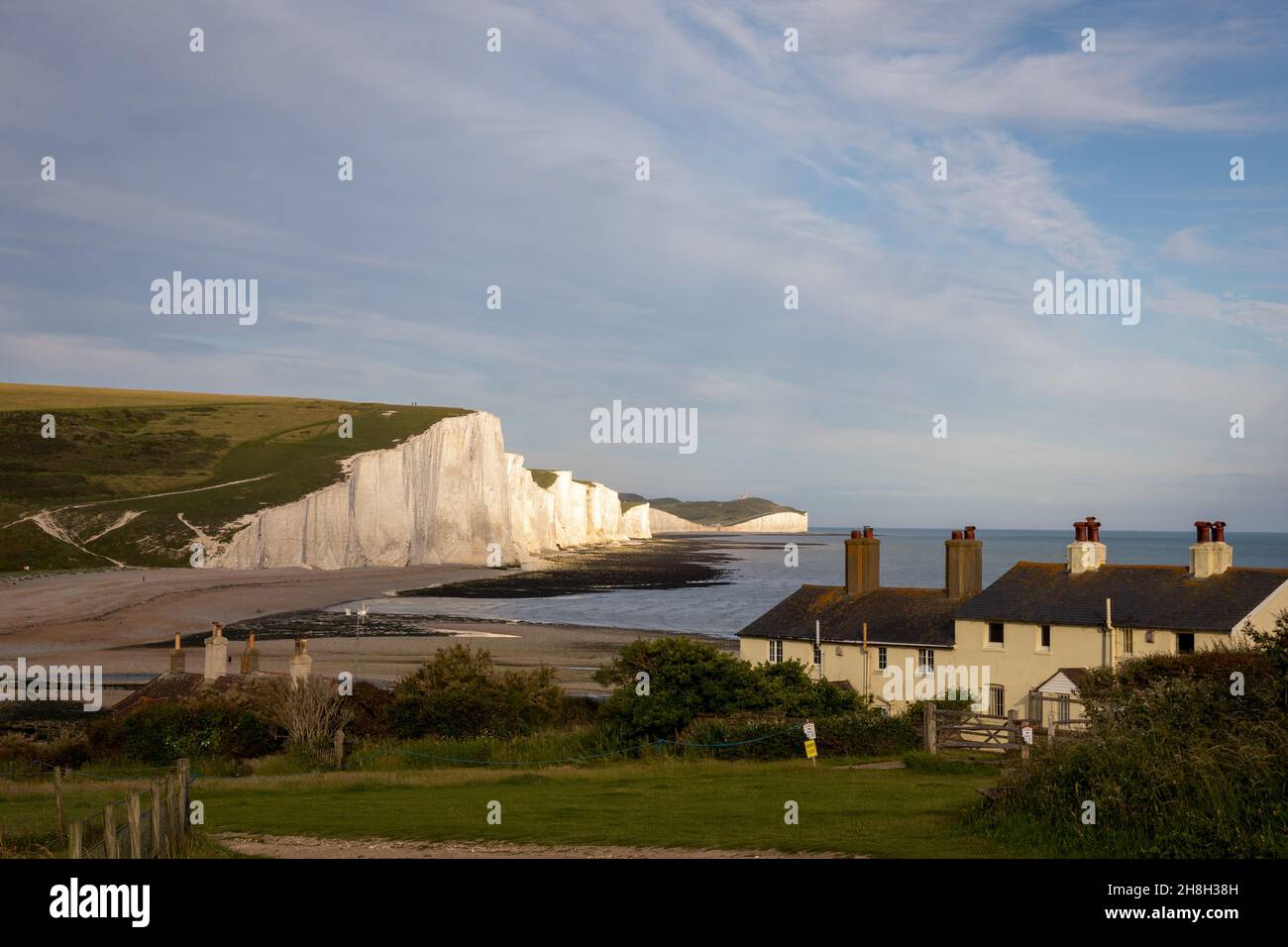 Seven Sisters from the Coastguard Cottages at Cuckmere Haven Stockfoto