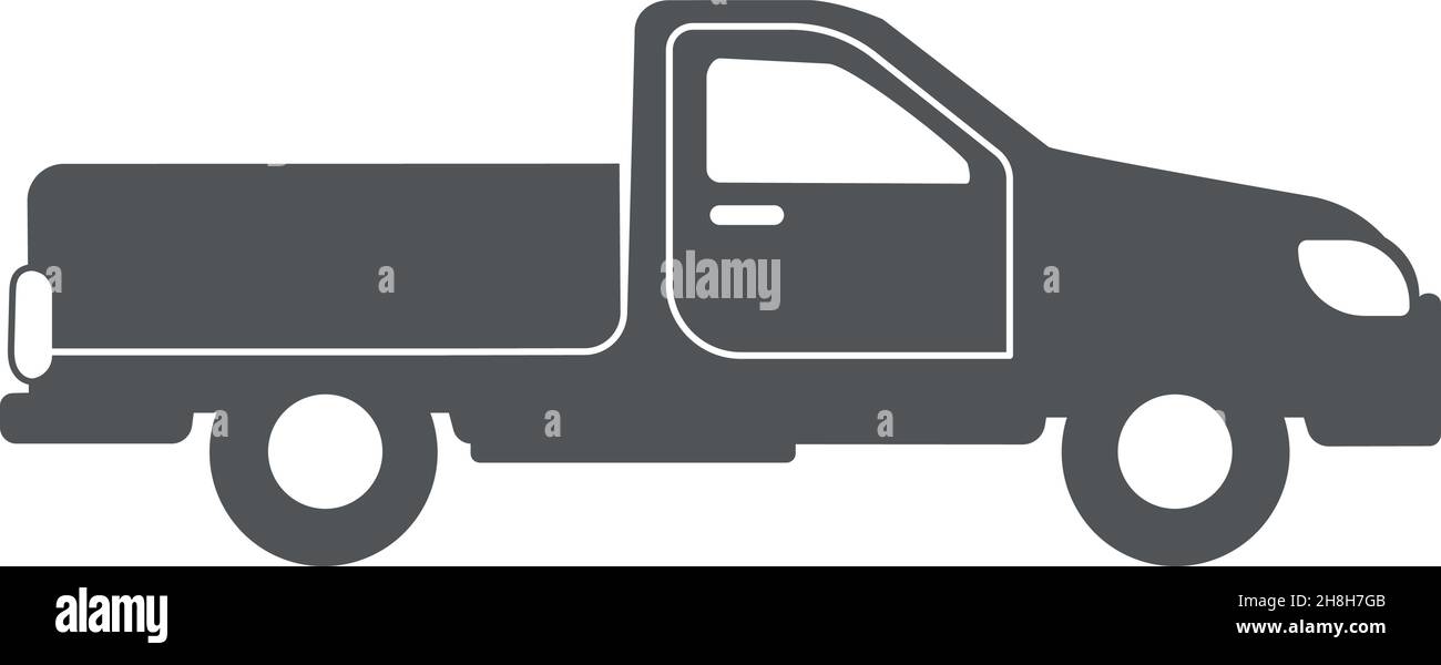 Pickup Truck Silhouette. Weiße Winter Symbol Vektor-Illustration isoliert auf weißem Hintergrund Stock Vektor