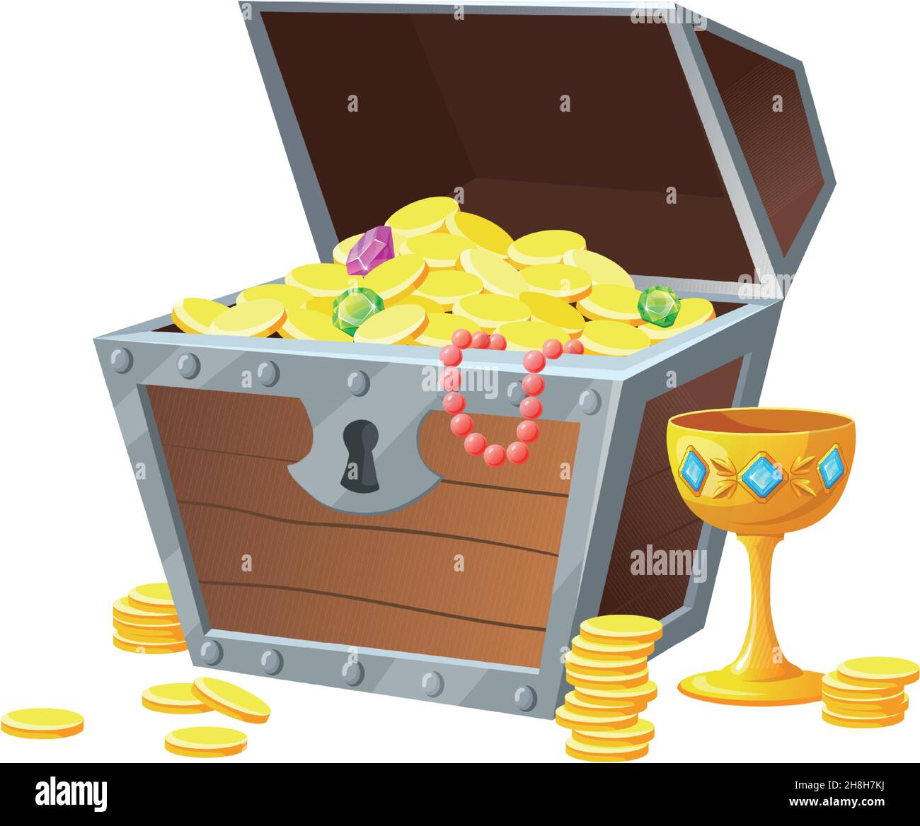 A wooden treasure chest with a silver rim, reminiscent of the props used on Svengoolie's set