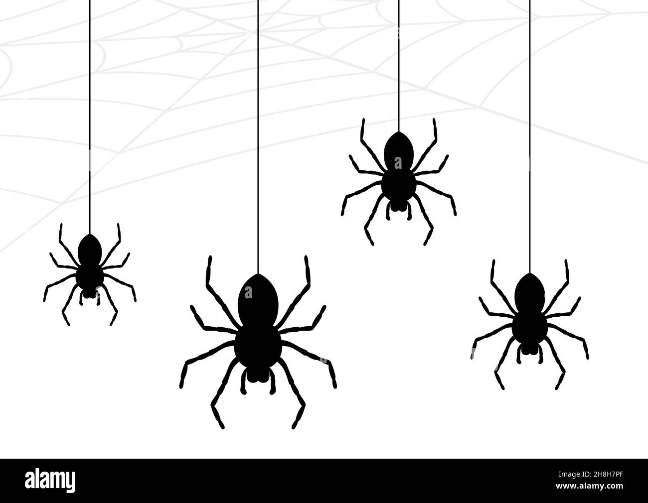 Spider Kollektion, Spinnennetz isoliert auf weißem Hintergrund. Illustration für Halloween Design. Spinnennetz-Elemente, gruselige, gruselige, schreckliche Halloween-Deko Stock Vektor