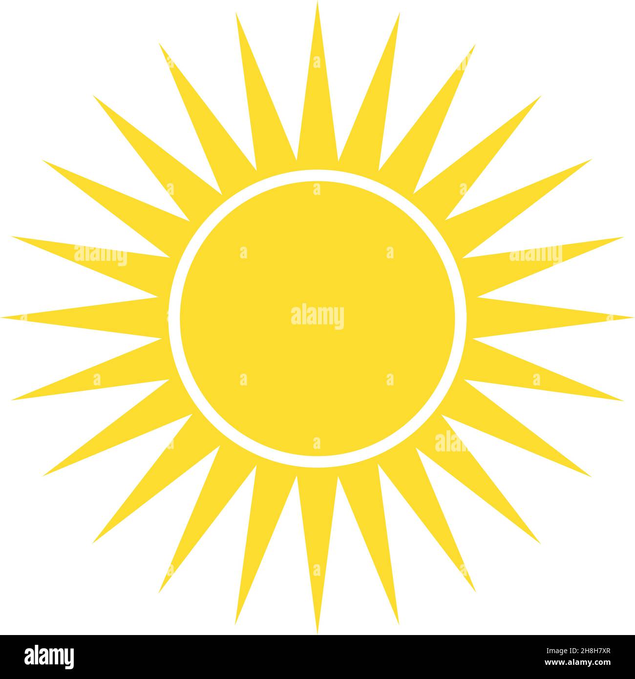 Spitz zulaufende Sonne. Sunshine Vector Icon Piktogramm Illustration Bild isoliert auf weißem Hintergrund Stock Vektor