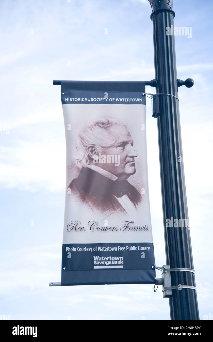 Rev Francis Convers Banner in Watertown, Massachusetts, USA. Stockfoto