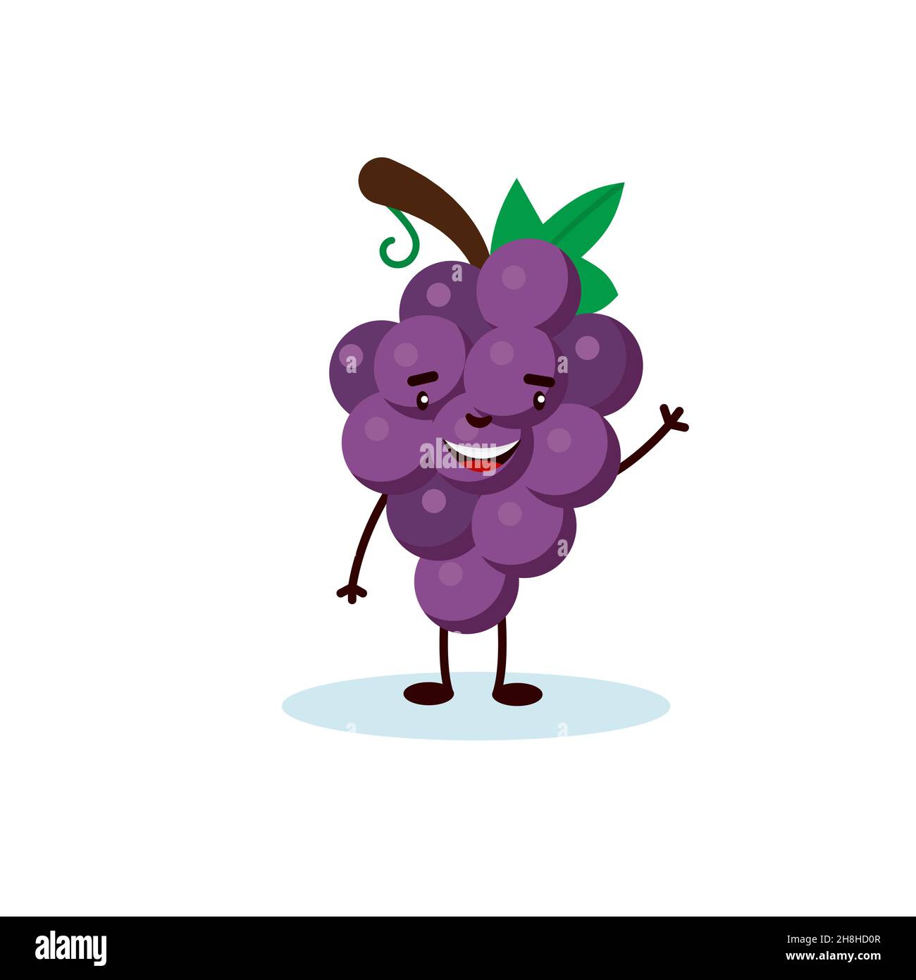 Trauben niedlichen Charakter, Illustration für Kinder im Cartoon-Stil isoliert auf weißem Hintergrund Stock Vektor