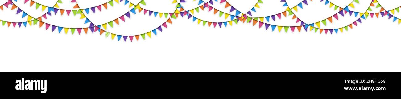 EPS 10 vector Abbildung: Nahtlose bunte Girlanden auf weißem Hintergrund für Sylvester Party oder Karneval Vorlage Nutzung Stock Vektor