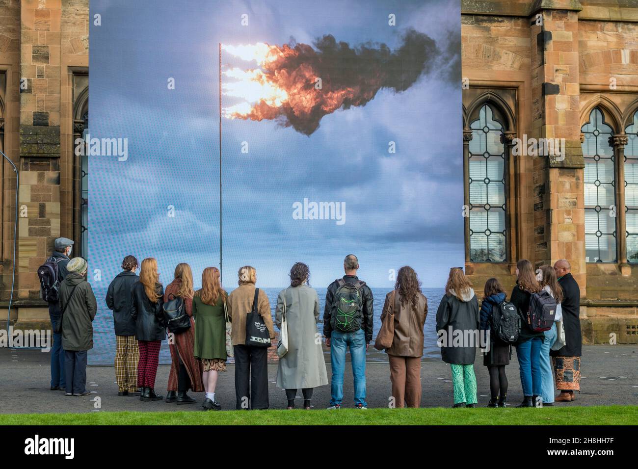 Vereinigtes Königreich, Schottland, Glasgow, University of Glasgow, Flare Installation (Ozeanien) des irischen Künstlers John Gerrard Stockfoto