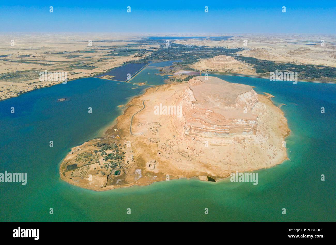 Ägypten, Lybische Wüste, Gouvernement Marsa Matruh, Oase Siwa, Adrere Amelall (Luftaufnahme) Stockfoto