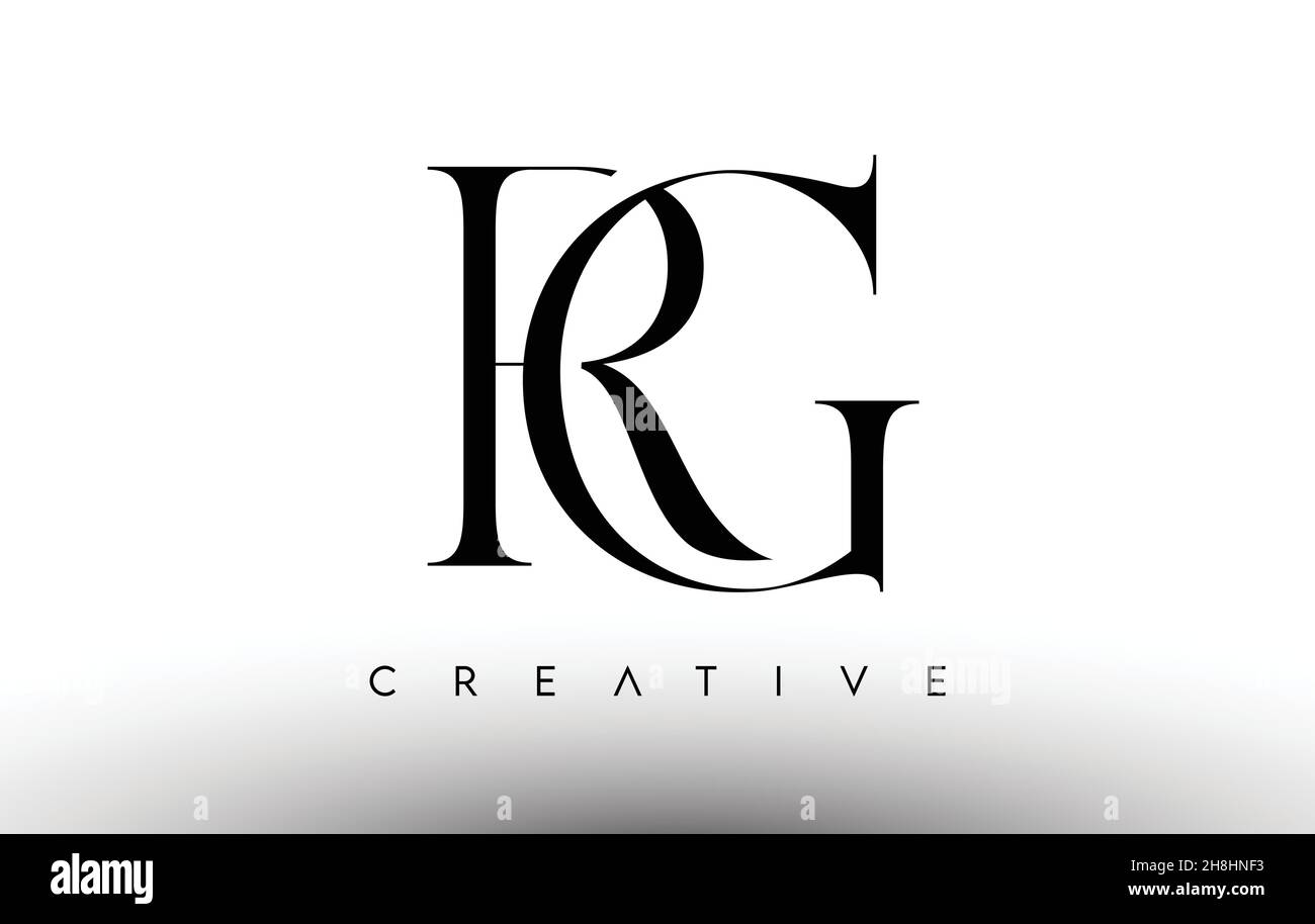 RG Minimalist Serif Modern Letter Logo in Schwarz und Weiß. RG Creative Serif Logo Design Icon Branding-Vektor Stock Vektor
