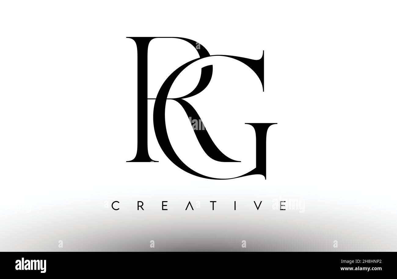 RG Minimalist Serif Modern Letter Logo in Schwarz und Weiß. RG Creative Serif Logo Design Icon Branding-Vektor Stock Vektor