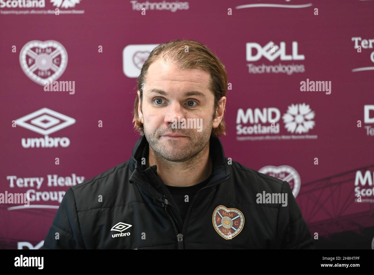 Oriam Edinburgh Schottland .UK . 30th Nov 21 Hearts Manager Pressekonferenz für Celtic Match . Kredit: eric mccowat/Alamy Live Nachrichten Stockfoto