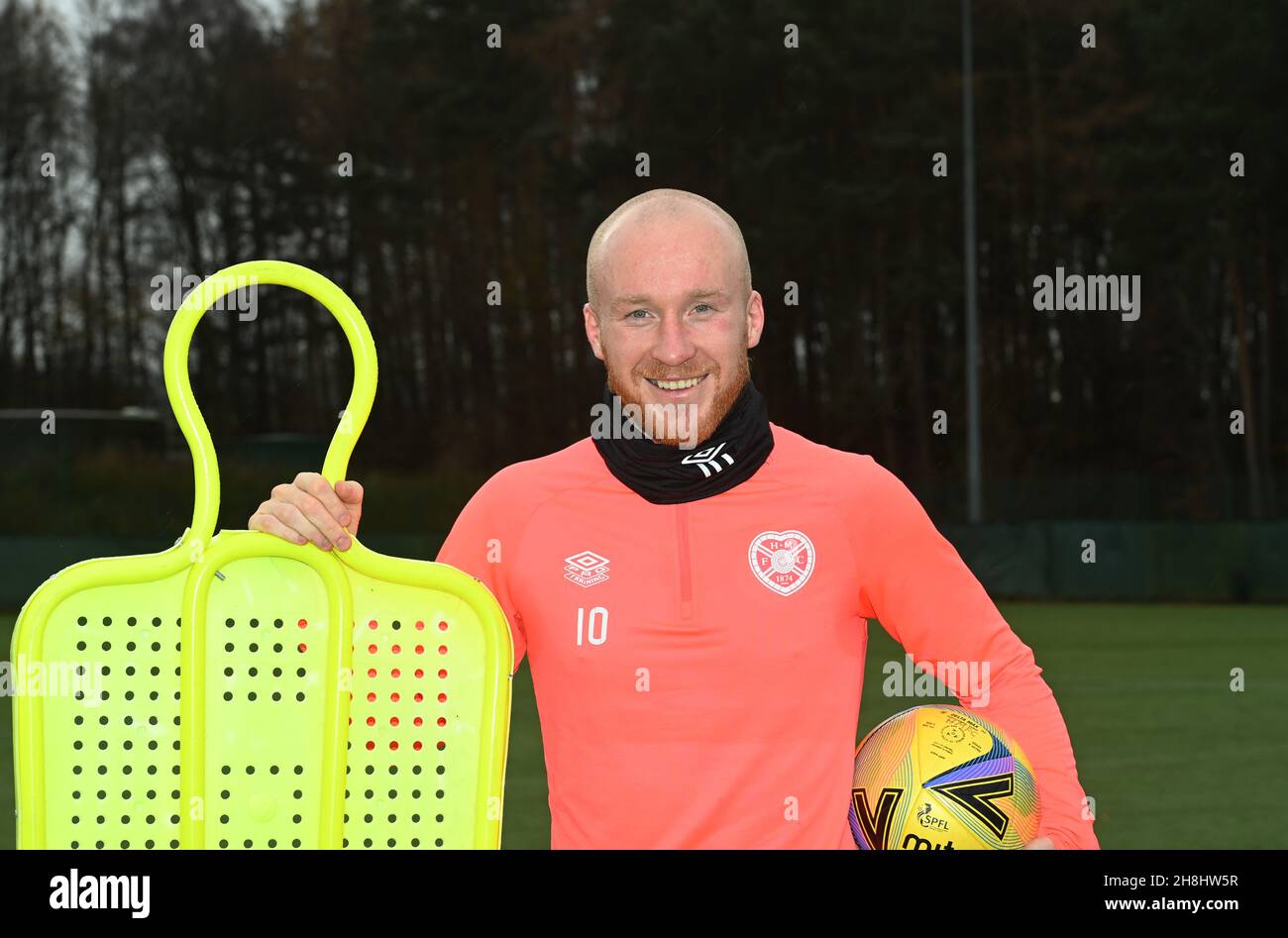 Oriam Edinburgh Schottland .UK . 30th Nov 21 Hearts Striker Liam Boyce Pressekonferenz für Celtic Match . Kredit: eric mccowat/Alamy Live Nachrichten Stockfoto