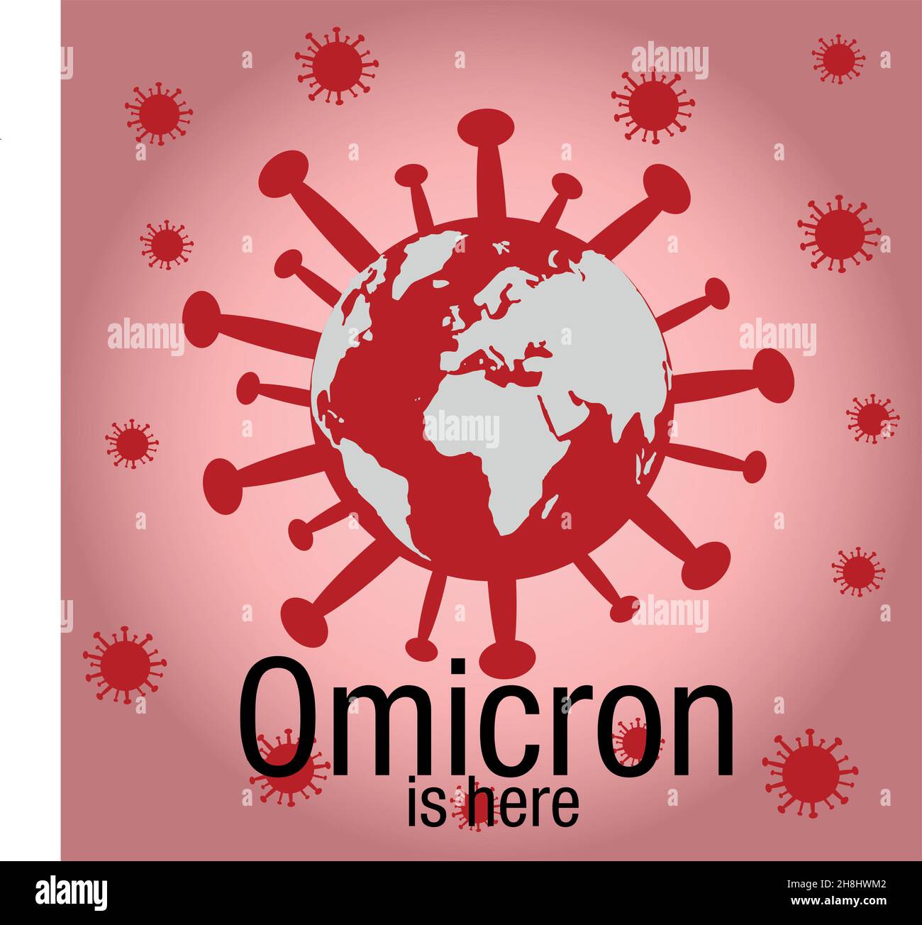 Vektorieller Hintergrund mit der neuen Variante von covid19 erschien das omicron-Virus in Südafrika auf der Erdkarte. Weltweite Gefahr aus der ne Stock Vektor