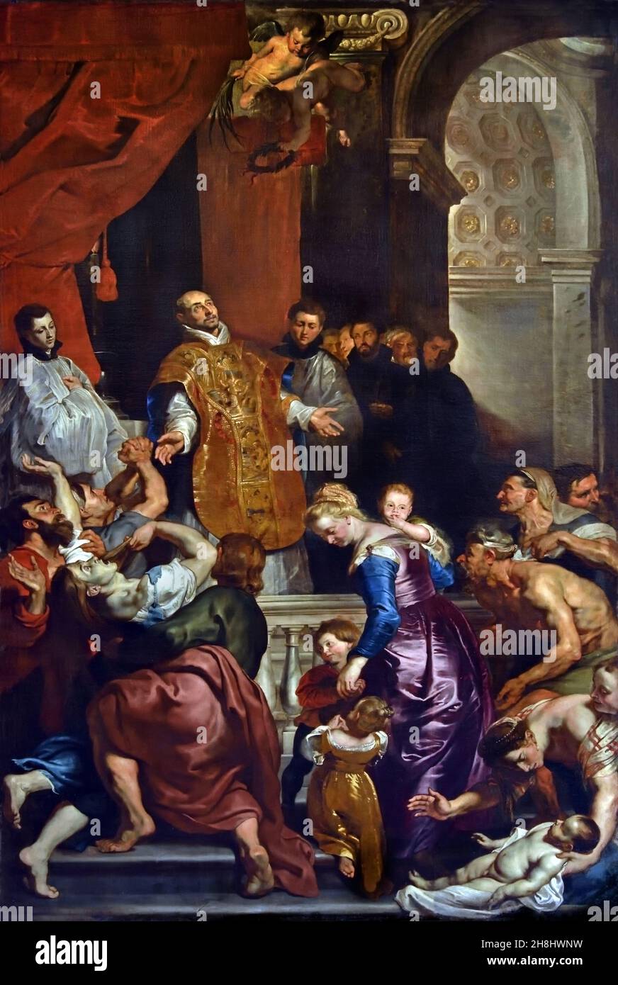 Miracolo di Sant'ignazio - Wunder des heiligen Ignatius von Peter Paul Rubens (1577–1640) Belgisch, Belgien, Flämisch Chiesa del Gesù e dei Santi Ambrogio e Andrea - Kirche Jesu und der Heiligen Ambrose und Andreas Genua Italien Italienisch ( Es wird von den Jesuit seit dem sechzehnten Jahrhundert regiert, Mit sehr reichen Interieurs, enthalten Werke von Peter Paul Rubens, Guido Reni, und die genuesischen Barockkünstler.) Stockfoto