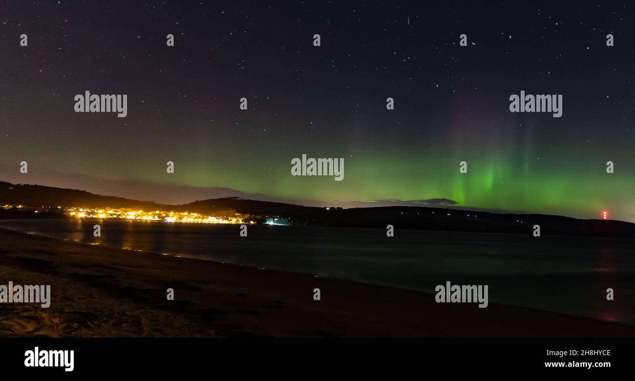 Aurora borealis (Nordlichter) am Himmel über den schottischen Highlands Stockfoto