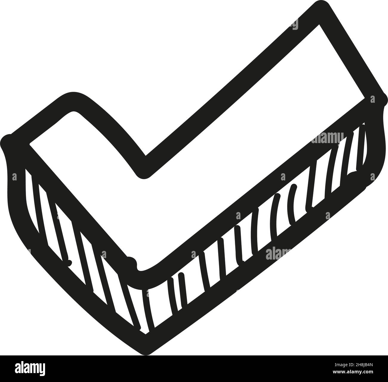 Handgezeichnetes Häkchen-Symbol im Doodle-Stil isoliert Stock Vektor