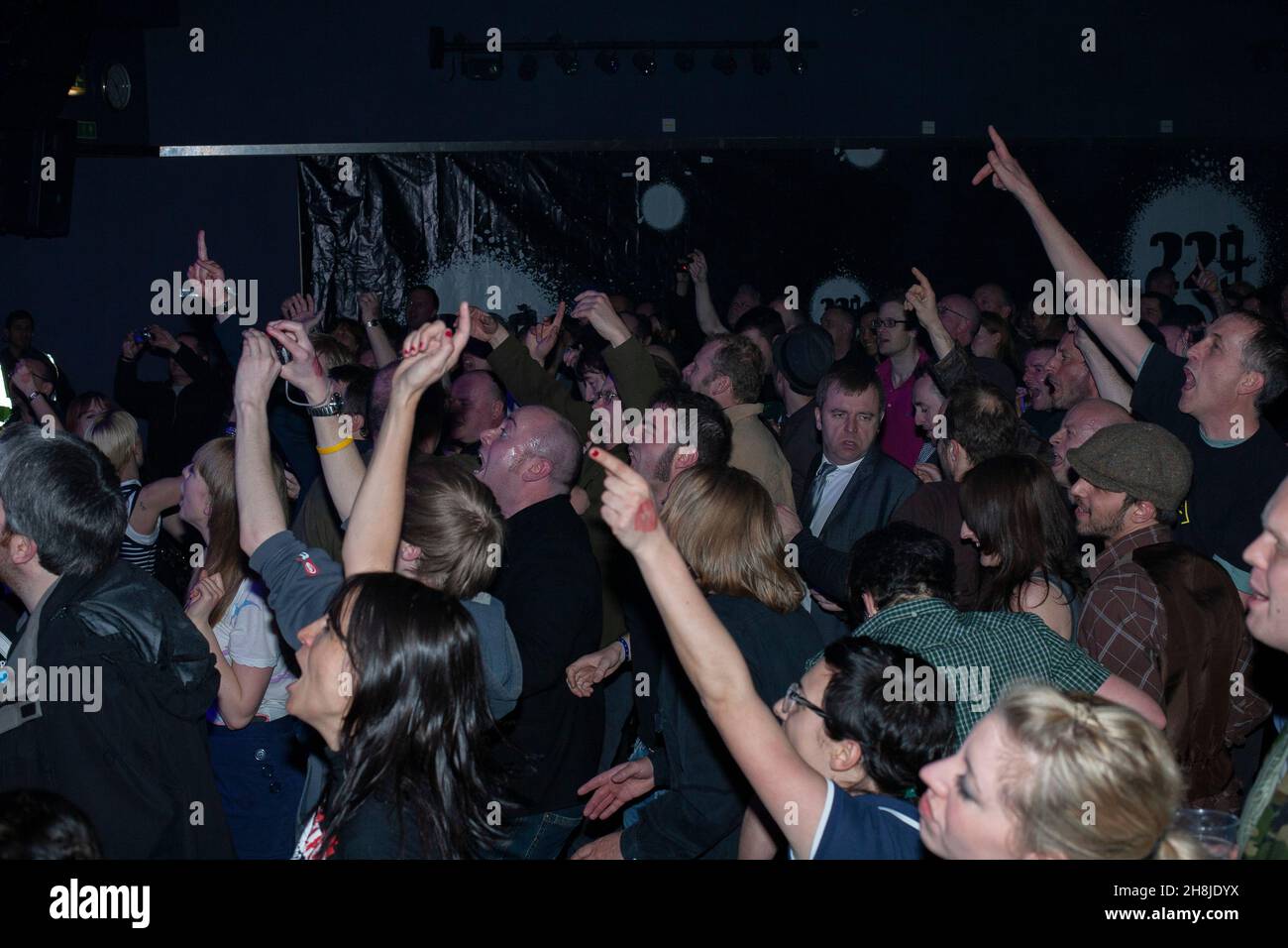 Musikkonzertanten, Menschen genießen Live-Rock-Performance Stockfoto