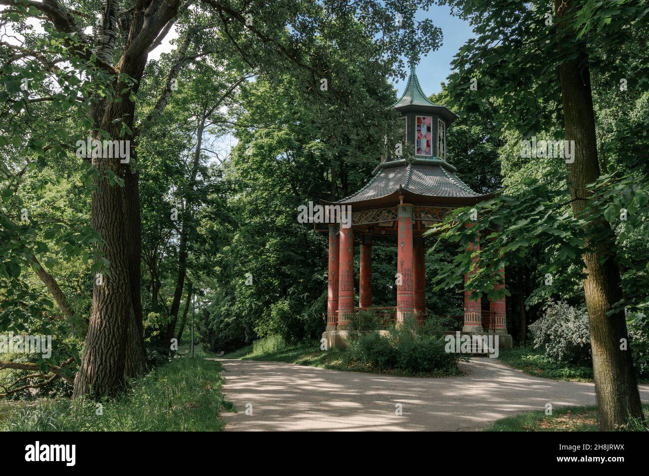 Chinesischer Pavillon im Park des Palastes in Wilanow, in Warschau Stockfoto
