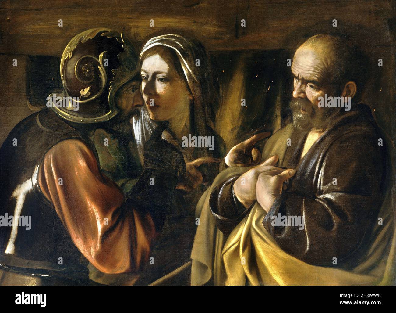 Der Denial of Saint Peter (1610), von Caravaggio Stockfoto