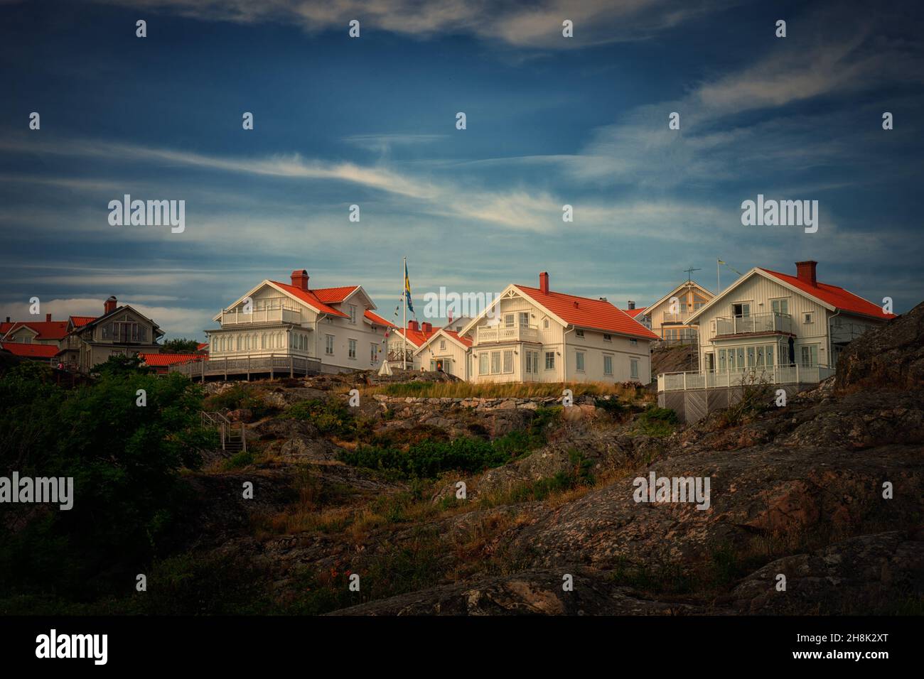 Ferienhäuser in Fjällbacka Stockfoto