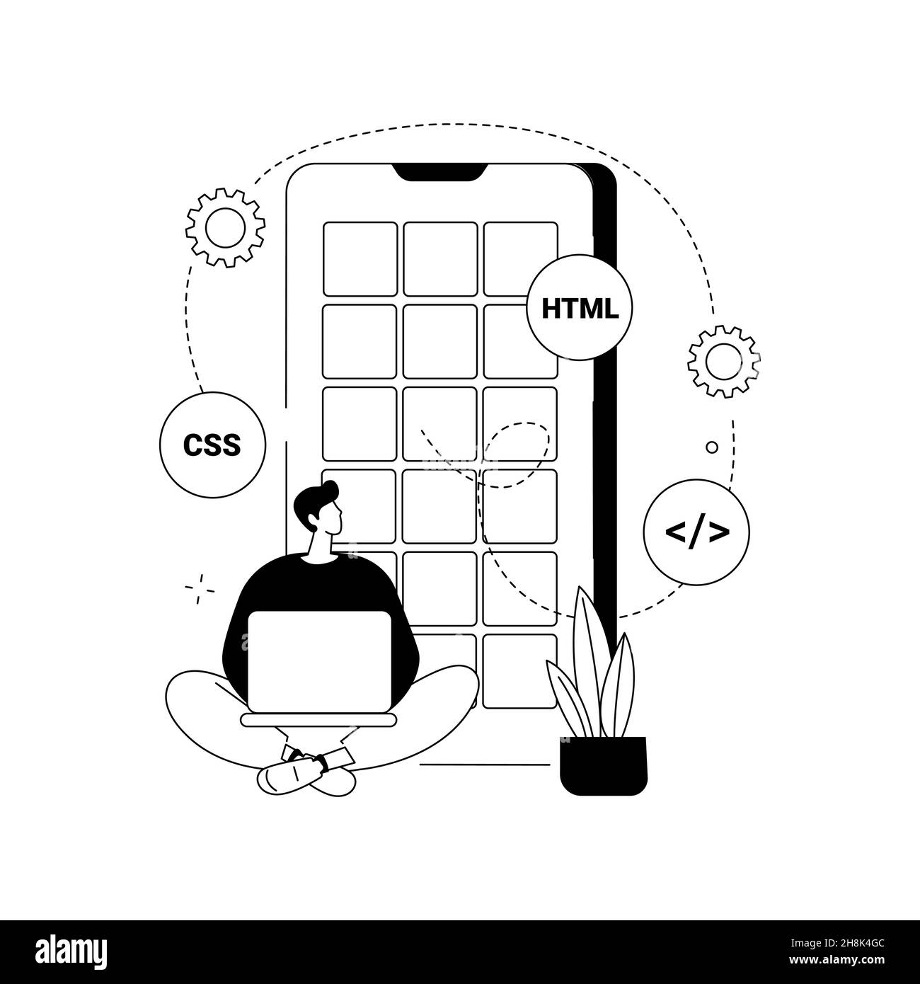 Hybride mobile App abstraktes Konzept Vektor Illustration. Stock Vektor