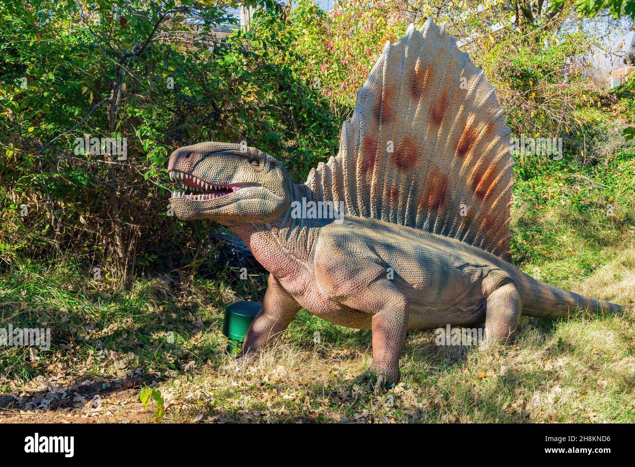 Nahaufnahme des Dinosauriermodells in Oklahoma Stockfoto