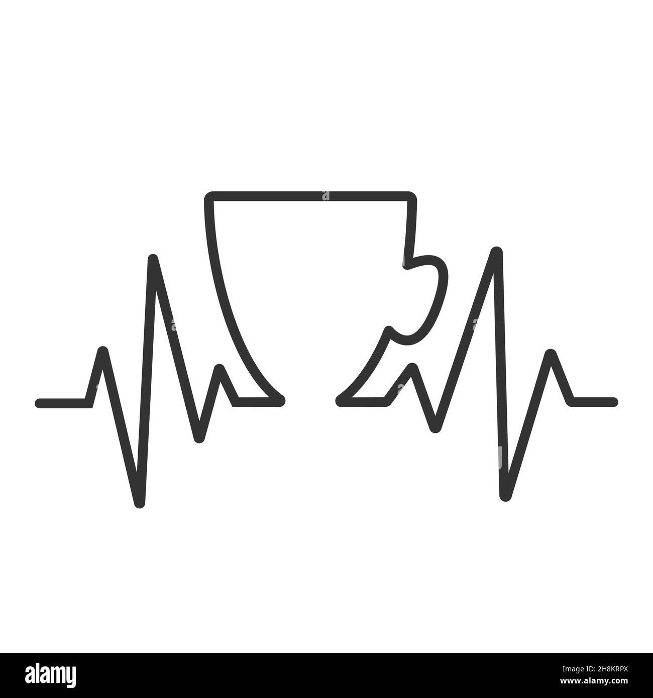 Heartbeat Pulse Line mit Kaffee-Vektor-Design Stock Vektor