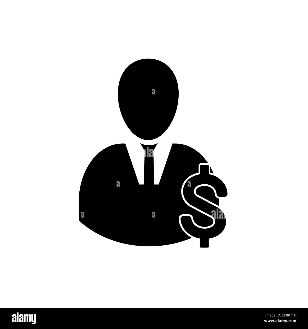 Man-Symbol mit Dollar Zeichen Vektor isoliert auf weißem Hintergrund. Stock Vektor