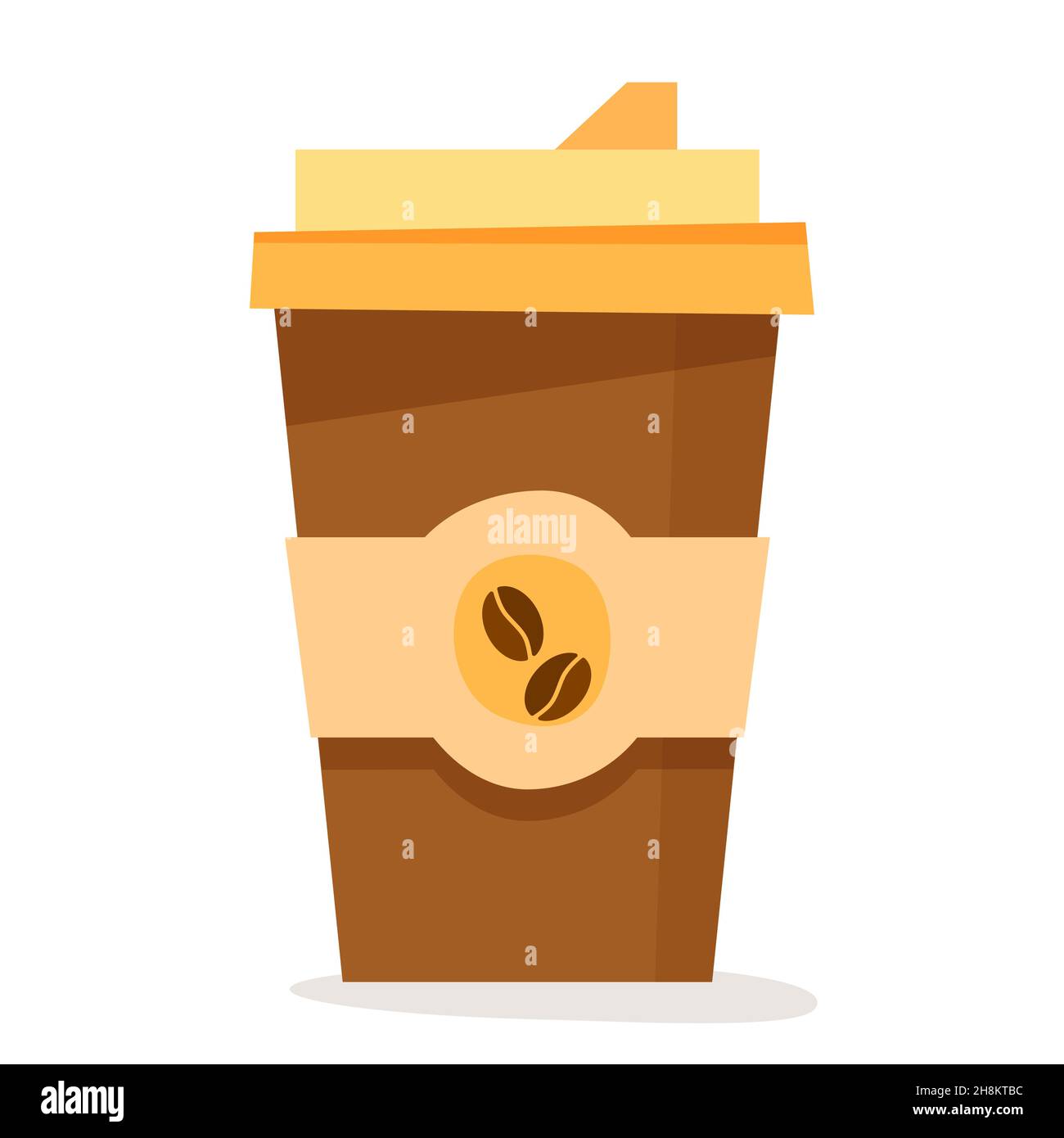 Kaffeetasse. Kaffeetasse für unterwegs. Papierkaffeetasse. Frische Kaffeetasse. Vektor für Kaffeetassen. Kaffeetasse isoliert auf weißem Hintergrund. Kaffeetasse in flacher Form Stock Vektor