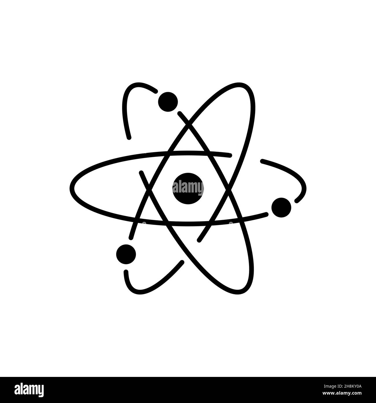Symbol für die mit Atomstruktur gefüllte Kontur, Linienvektorzeichen Stock Vektor
