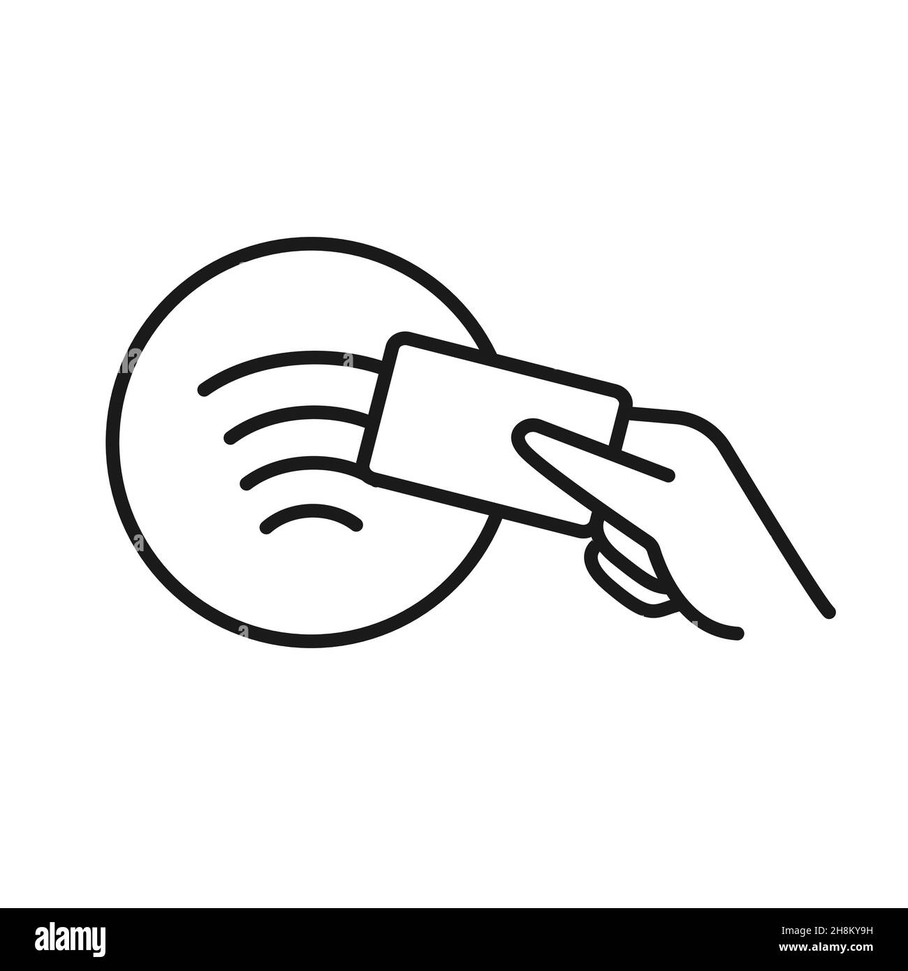 Logo für kontaktloses kabelloses Bezahlen. NFC-Technologie ohne Kreditkarte. Vektorsymbol Stock Vektor