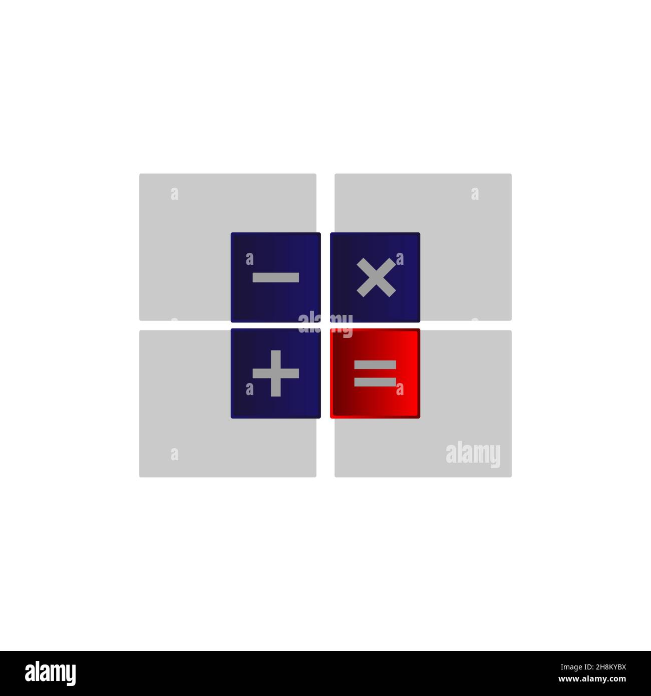 Rechensymbol Addition Multiplikation Subtraktionszeichen quadratische Taste. Stock Vektor