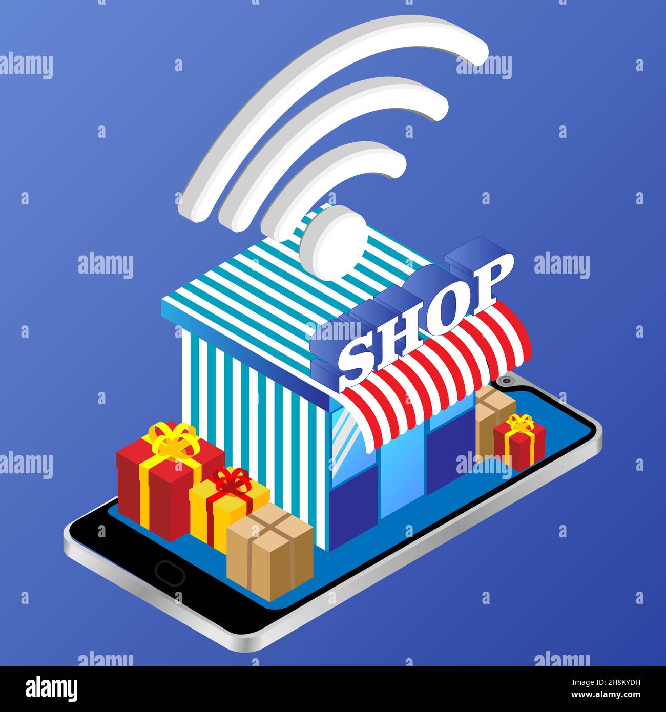 Online-Shopping-Konzept. Vektorgrafik. Stock Vektor