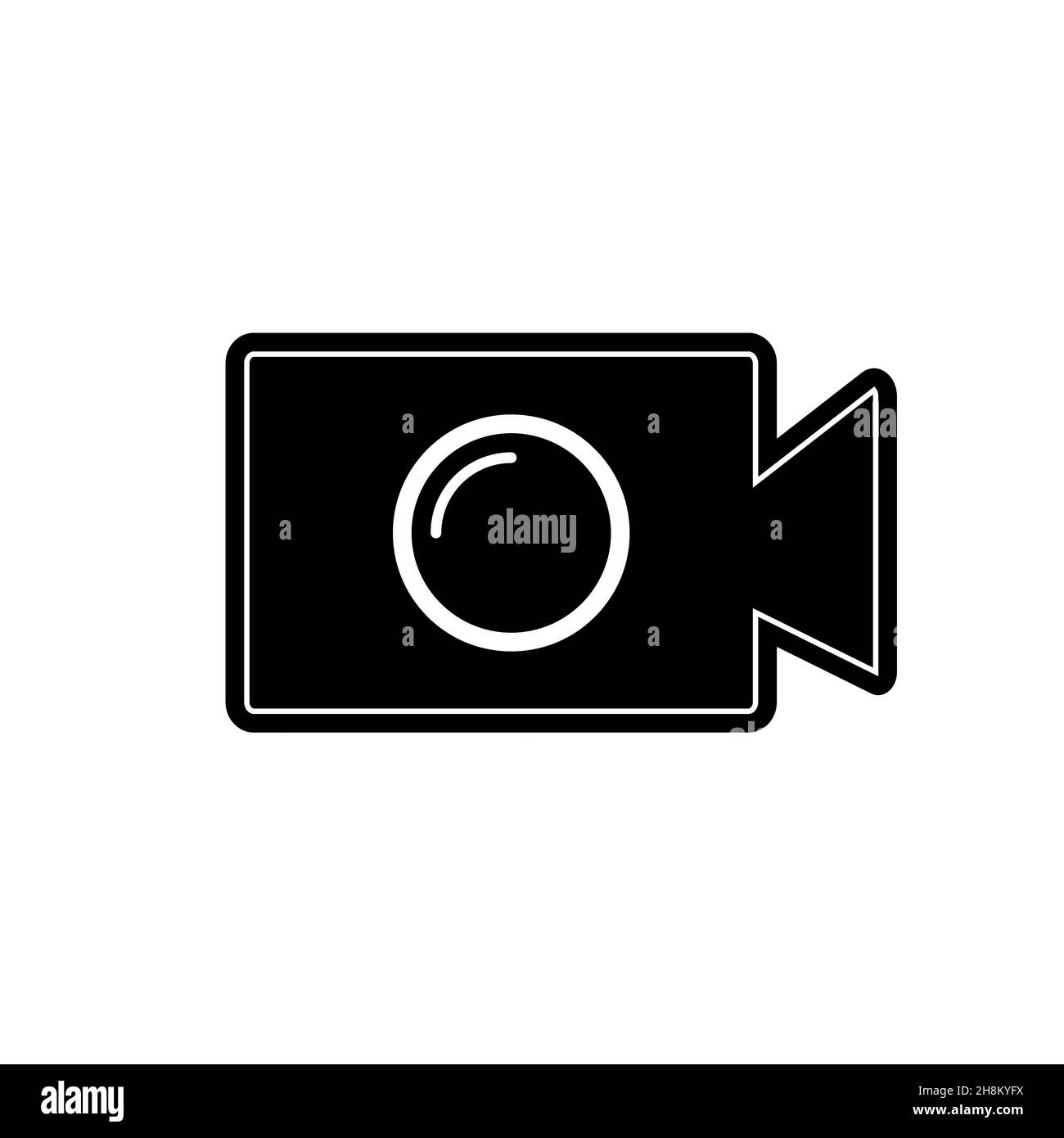 Camcorder-Zeichen. Filmen. Flaches Vektorsymbol auf weißem Hintergrund isoliert Stock Vektor