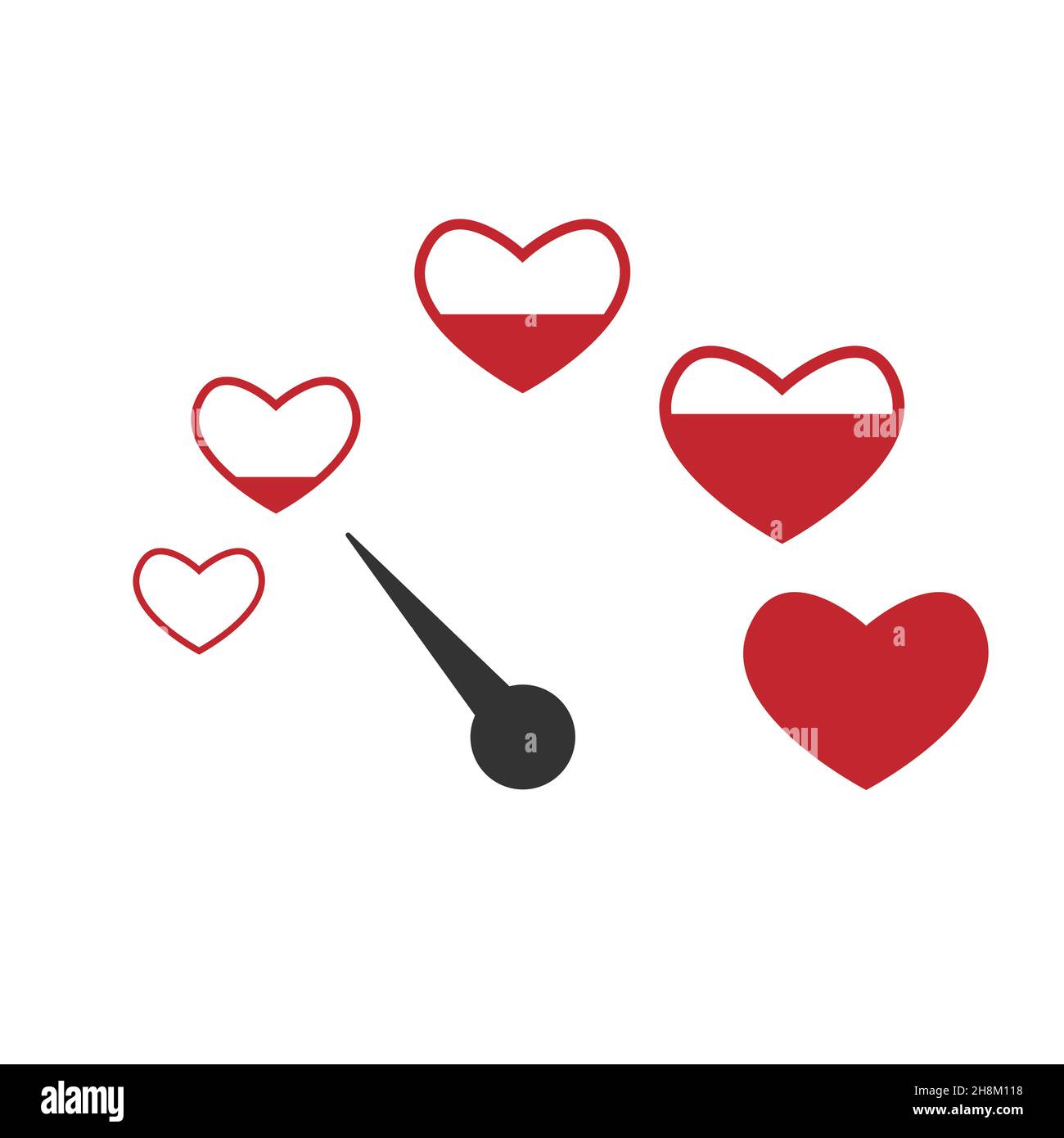 Vektor-Leistungsmessung Love-Symbol, Tachometer-Symbol Stock Vektor