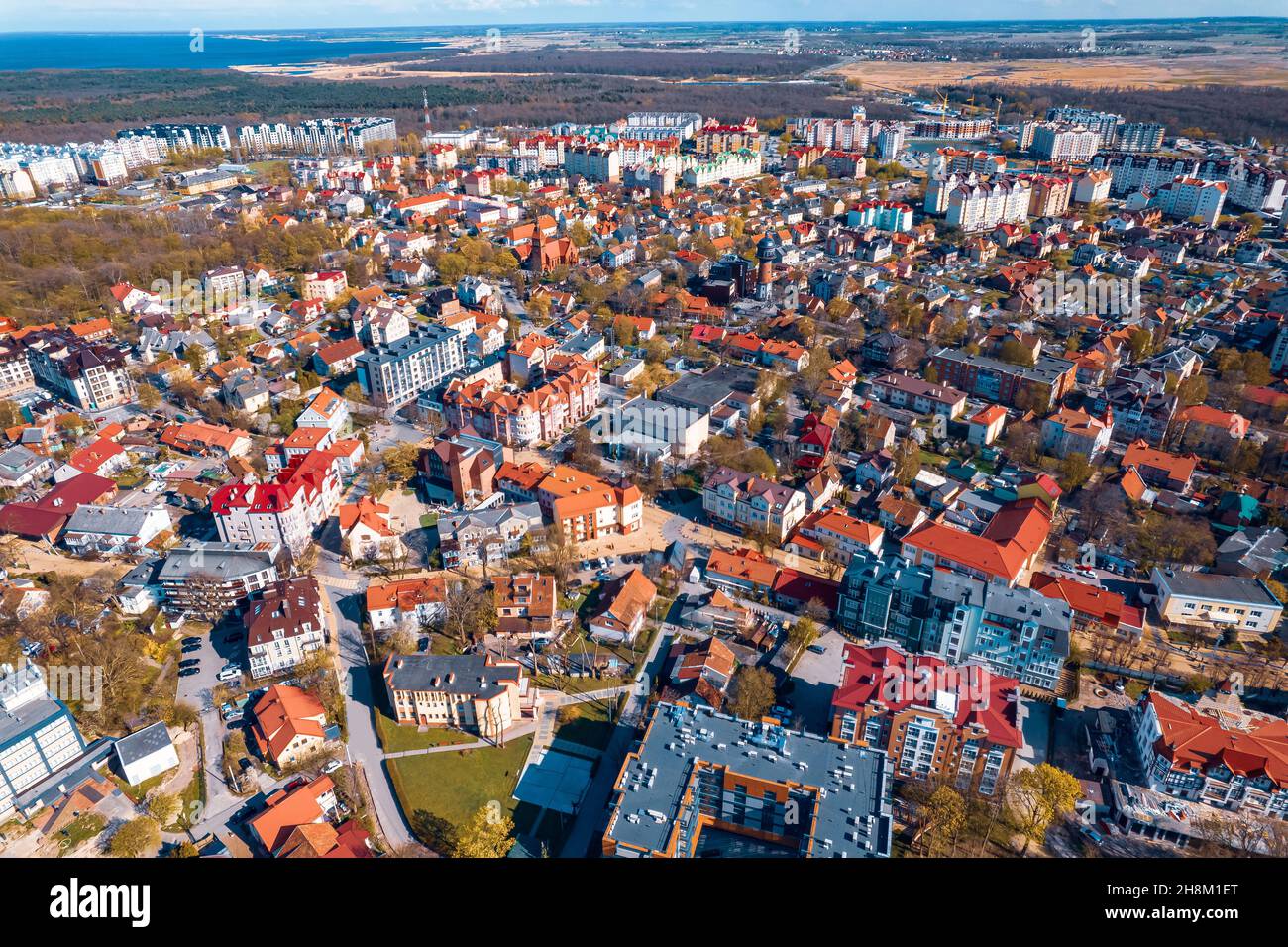 Luftbild Stadt Zelenogradsk Königsberg Russland Sommer sonnigen Tag. Stockfoto