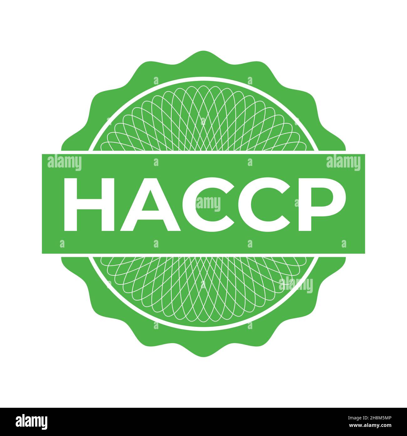 HACCP-Stempel. Symbol für Gefahrenanalyse kritische Kontrollpunkte. Vektorlogo-Vorlage Stock Vektor