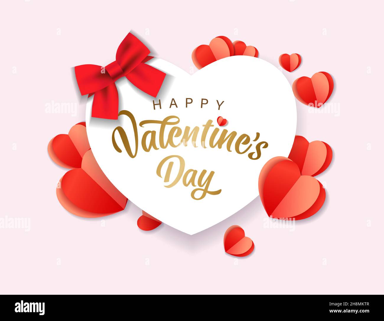 happy valentines day rotes papierherz und goldene schriftzuge valentinstag hintergrund mit herzen muster und typografie von happy valentine%60s day text 2h8mktr happy valentines day, rotes papierherz und goldene schriftzüge