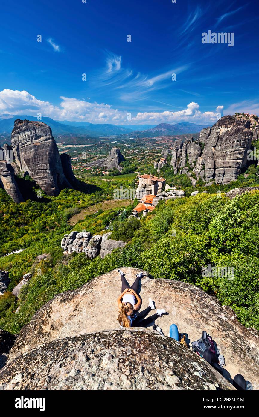 Zeit zum Entspannen in Meteora, Trikala, Thessalien, Griechenland, Stockfoto