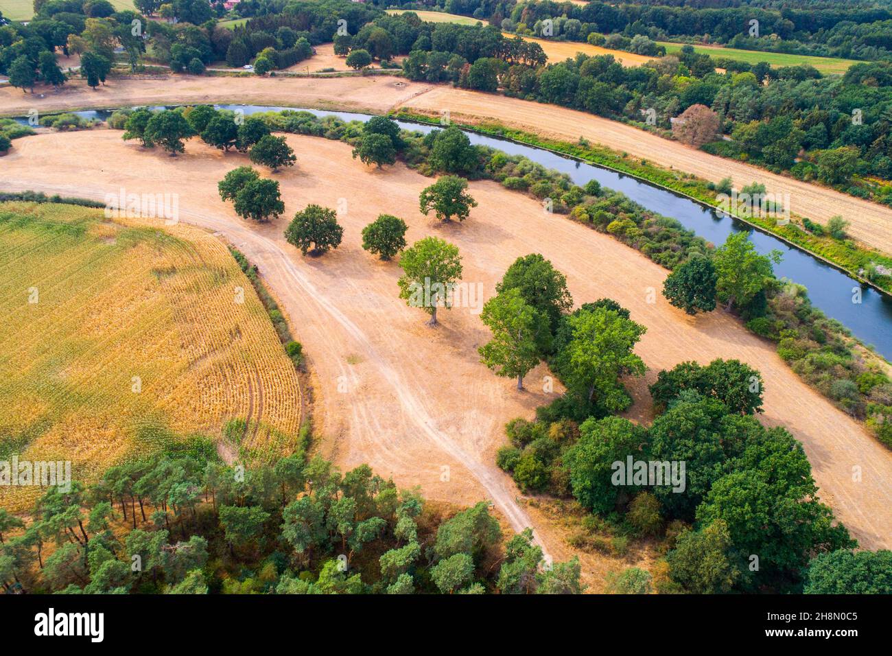 Luftaufnahme der Ems, Lingen, Niedersachsen, Deutschland Stockfoto