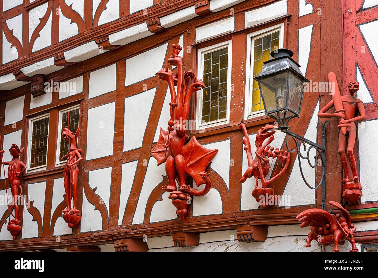 Entwurf an der Fassade eines Fachwerkhauses, Limburg, Hessen, Deutschland Stockfoto