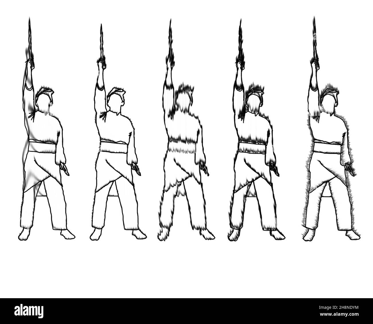 Ständer mit Keris - silat Stockfoto