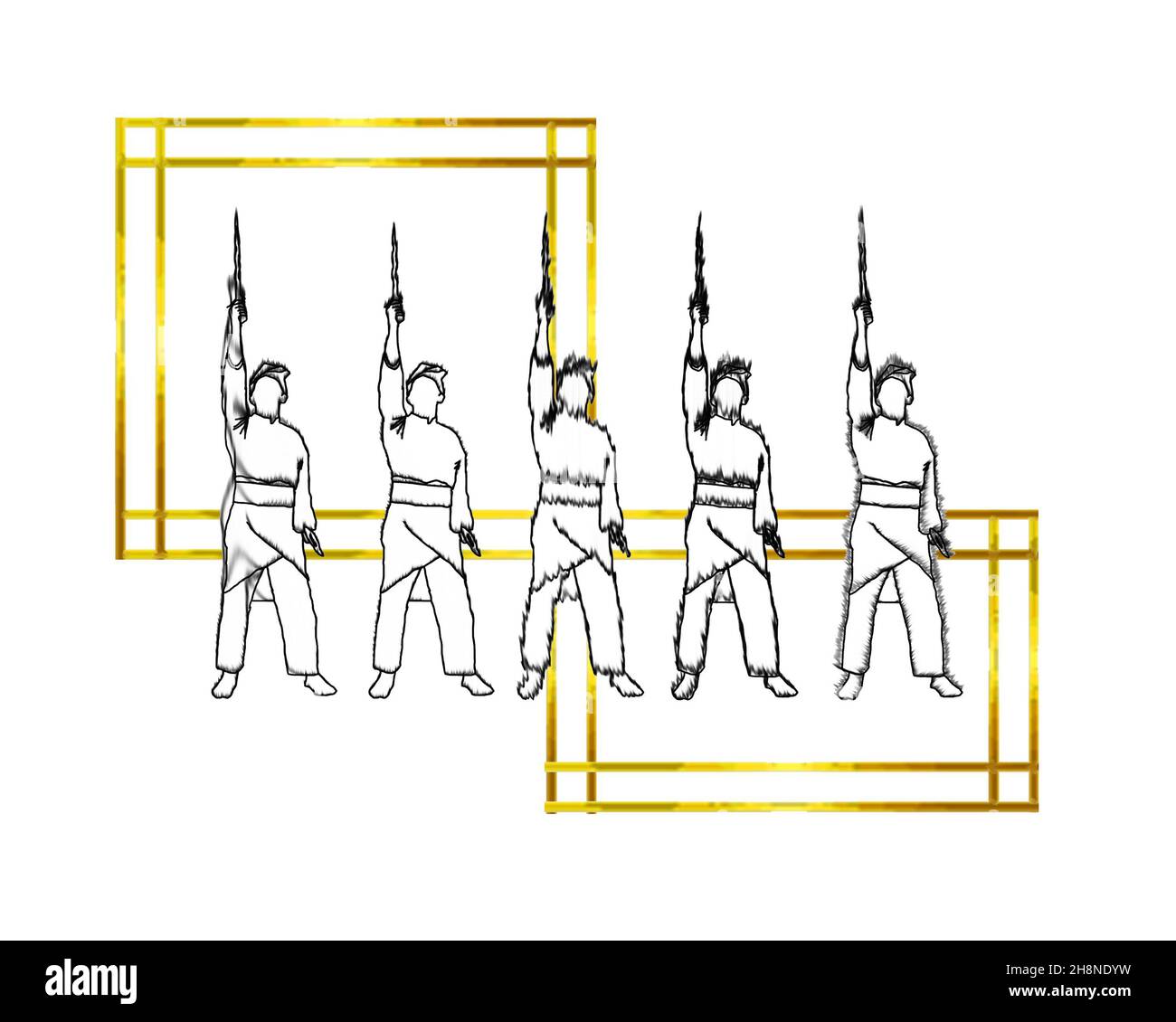 Ständer mit Keris - silat Stockfoto