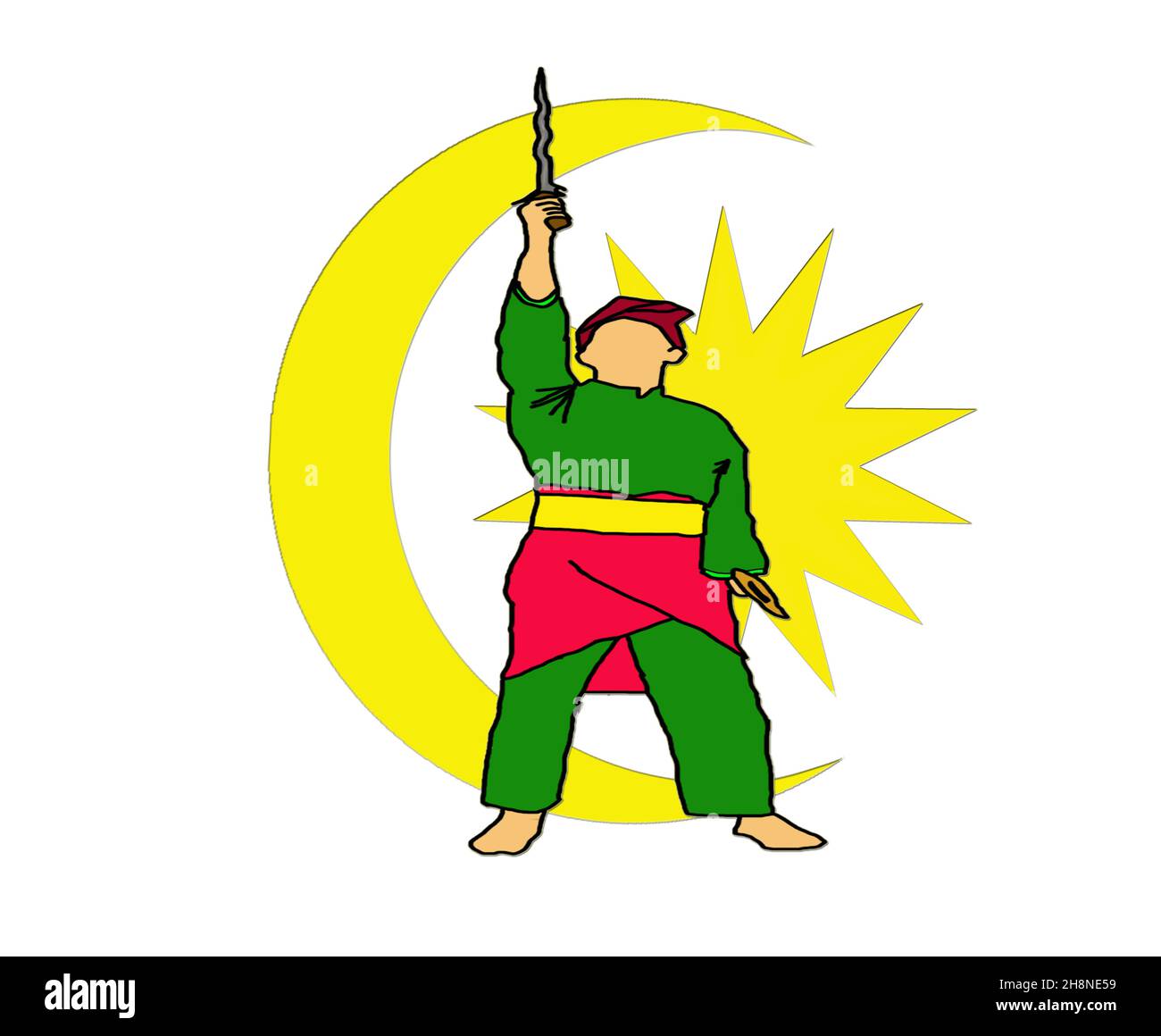 Ständer mit Keris - silat Stockfoto