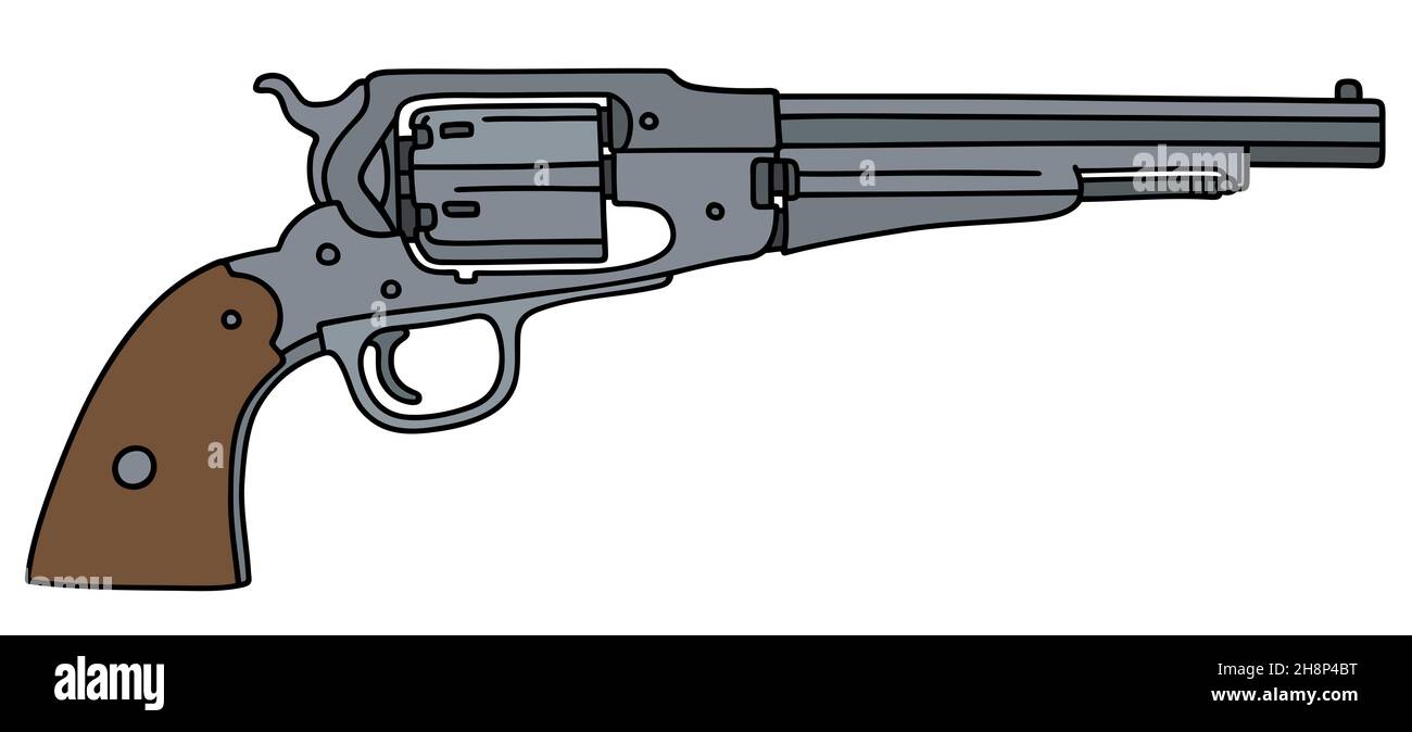 Handzeichnung eines klassischen amerikanischen Wild-West-Revolvers Stockfoto