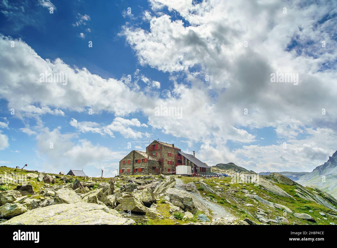 Quintino Sella Hütte (Monviso, Italien) Stockfoto