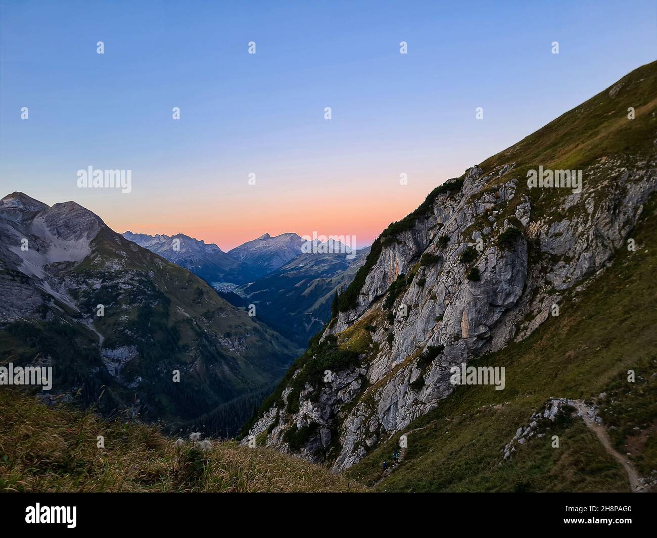 Blick auf die Allgäuer Alpen bei Lechleiten Stockfoto