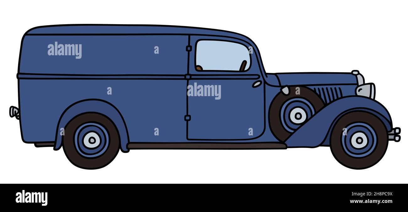 Handzeichnung eines blauen Lieferwagens Stockfoto